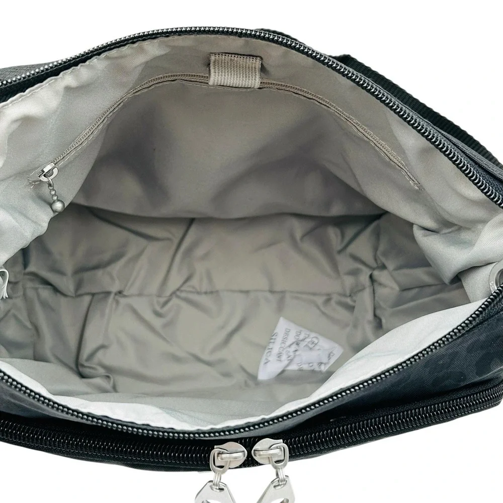 Baggallini Joey Large Hobo Crossbody Black CHEETAH PRINT Water-Resistant Nylon